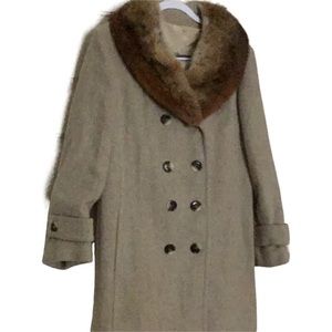 Vintage Wool Coat with Fur Collar